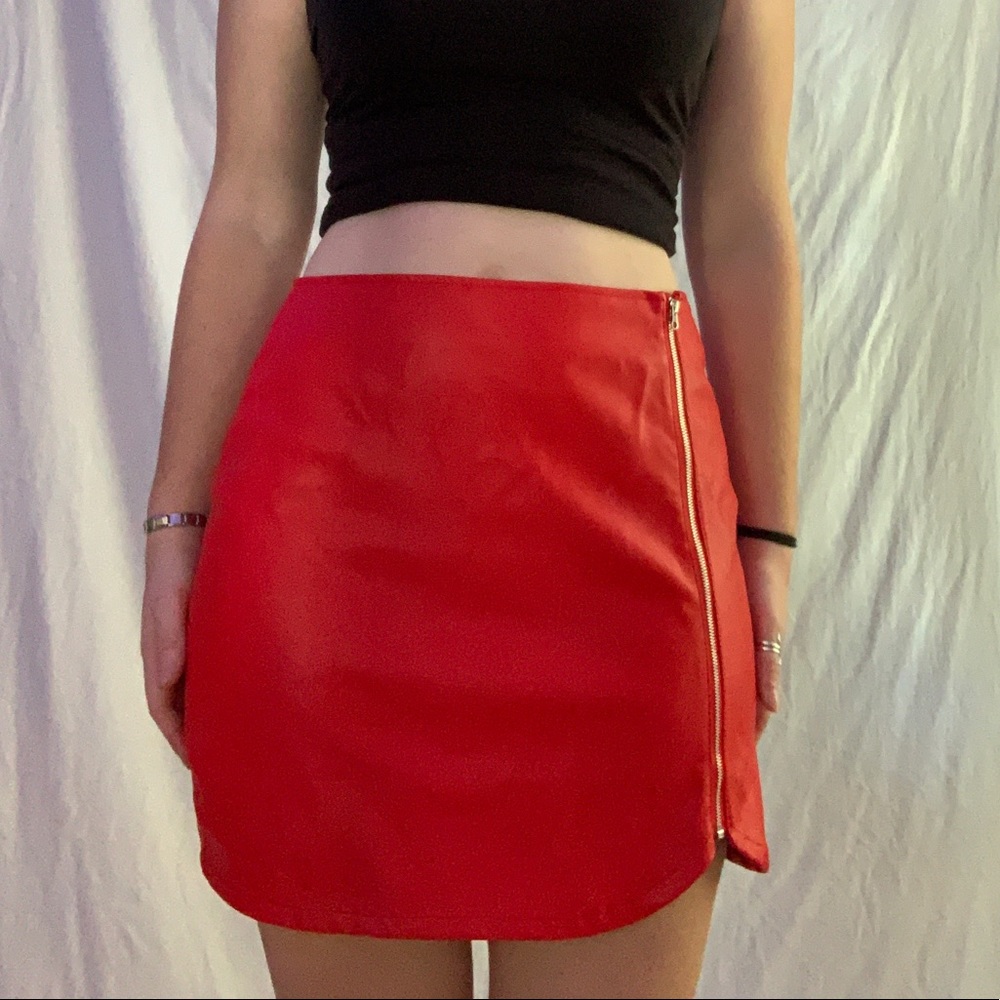 Red vinyl skirt